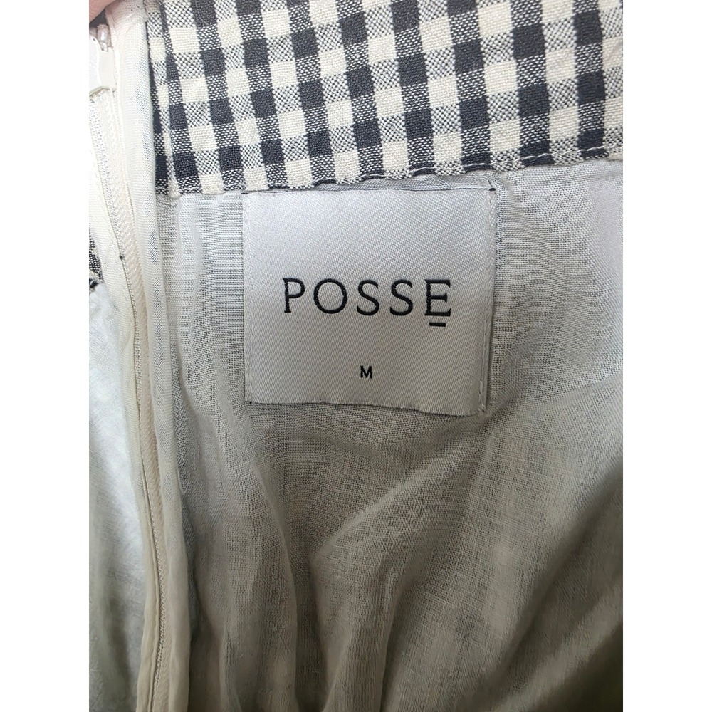 Posse Aurelia Strapless Gingham Cotton Top Peplum Womens M Chic - Picture 7 of 12